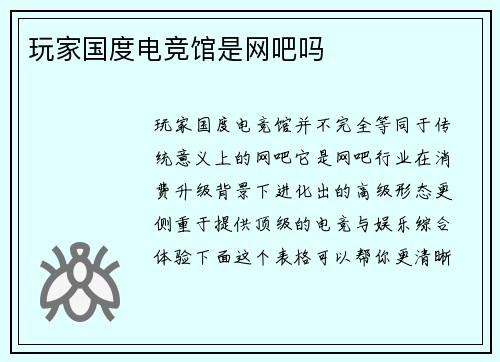 玩家国度电竞馆是网吧吗